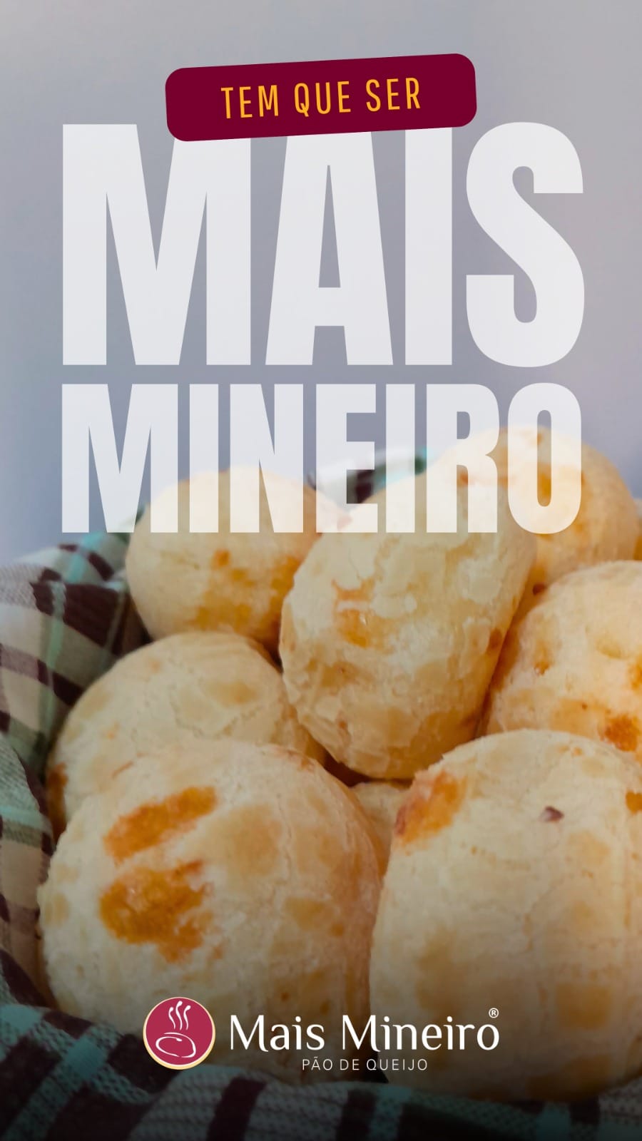 Pão de queijo Mais Mineiro, quentinho, pronto para servir